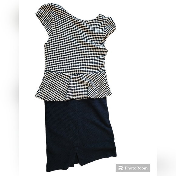 Anthropologie Post Tag Office Nautical Knit Peplum Cap Sleeve Form Fitted Y2K - Picture 5 of 15